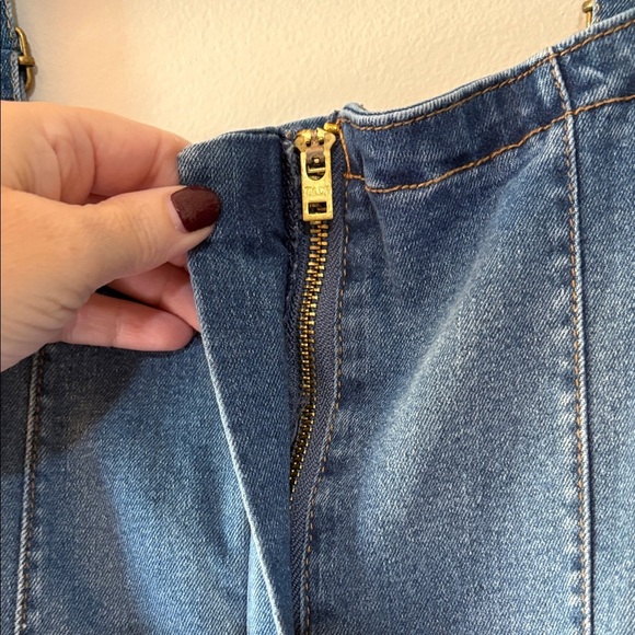 Celebrity Pink Blue Denim Jeans Overalls L - Picture 8 of 15